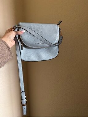 Poppy & Peonies Mini Downtown Crossbody Shoulder Bag Light Blue